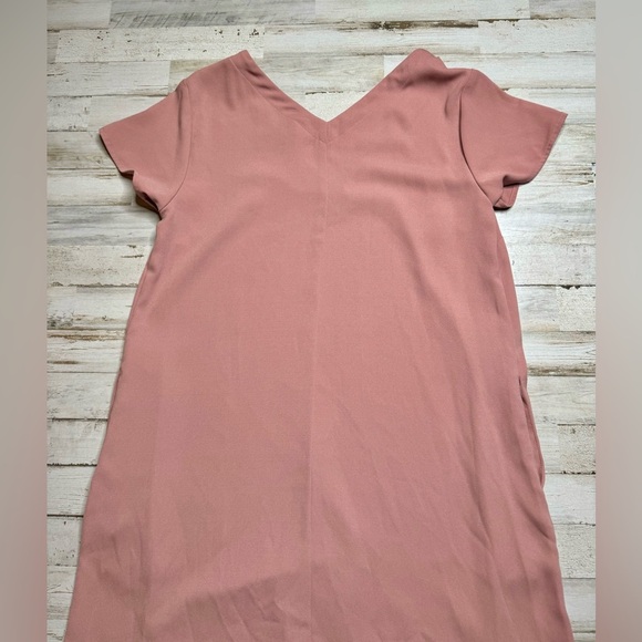 A New Day Dress Women Medium Basic Shift Blush Pink Short Sleeve V-Neck Pockets - Picture 9 of 10
